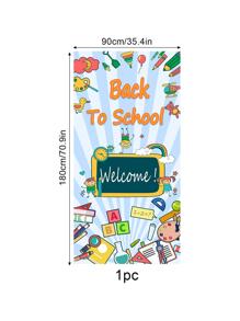 1 pieza trasero a escuela vertical Banner aula porche pizarra Decoración bienvenido Bandera , Telón de fondo de fiesta paño - Celeste - Ver 4
