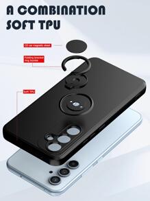 纯色手机壳，带指环支架，兼容 15/15 Plus/15 Pro/15 Pro Max，防水防震防摔防刮，春季礼物，国际版，非国内版 - 黑色 - 查看 9