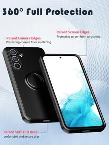 纯色手机壳，带指环支架，兼容 15/15 Plus/15 Pro/15 Pro Max，防水防震防摔防刮，春季礼物，国际版，非国内版 - 黑色 - 查看 2