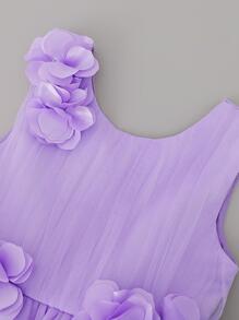 Tween-Mädchen Kleid im Blumen-Mesh-Stil, elegant und prinzessinnenhaft, geeignet für Geburtstag, Feierlichkeiten und Aufführungen