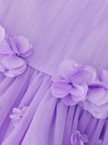 Tween-Mädchen Kleid im Blumen-Mesh-Stil, elegant und prinzessinnenhaft, geeignet für Geburtstag, Feierlichkeiten und Aufführungen