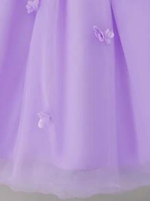 Tween-Mädchen Kleid im Blumen-Mesh-Stil, elegant und prinzessinnenhaft, geeignet für Geburtstag, Feierlichkeiten und Aufführungen