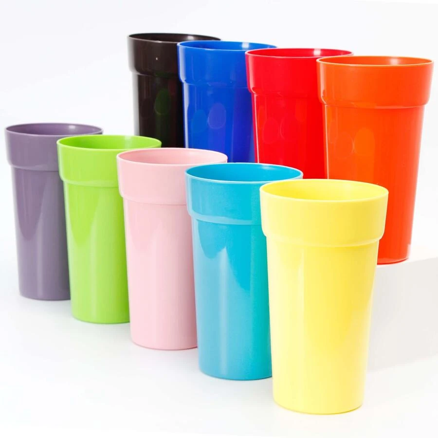 Youngever 9 Pack 22OZ Plastic Tumblers, Unbreakable Drinking Glasses, Plastic Cups in 9 Assorted Colors