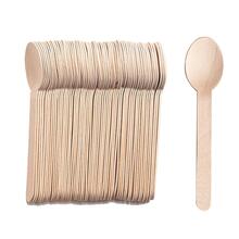 100pcs Disposable Wooden Spoon Tableware, Wooden Spoons Instead Of Plastic Spoons, , , Disposable Tableware Wooden Spoons, Very Safe, Suitable For Outdoor Camping, Kids Party, Dessert Party And Holiday Party - Khaki - View 3