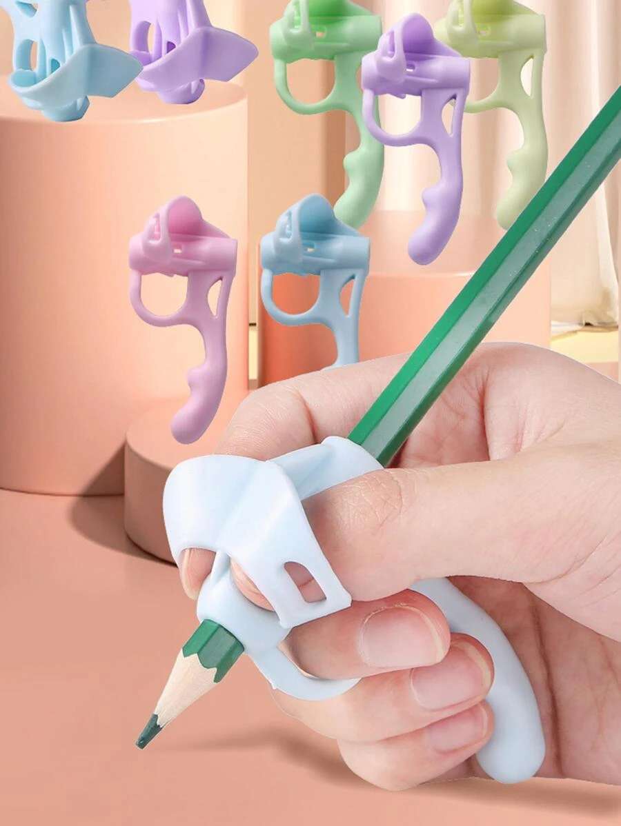 1 gói Dụng cụ cầm bút silicon năm ngón tay Corrector cho tư thế viết của trẻ em - Màu xanh nhạt - Xem 1