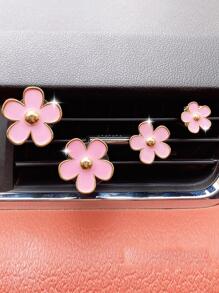 4入組花朵設計鋅合金汽車出風口裝飾品 - 粉色 - 查看 1