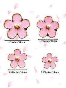 4入組花朵設計鋅合金汽車出風口裝飾品 - 粉色 - 查看 3