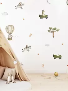 1pc Lovely Animal Balloon Elephant Lion Giraffe Wall Stickers Nordic Home Decoration For Living Room Bedroom Interior Decor, Stickers, Wall Decal, Vinyl Decal For Home Decorations, Spring Decoration Items Refresh Your Home, Rama Decoration Stickers - Apricot - View 3