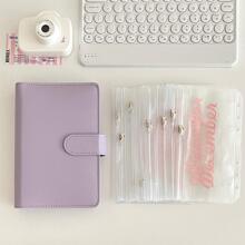 A6活頁本月度拉鍊袋現金預算信封裝訂票收據收納袋財富管理禮品套裝1個封面+12個月度袋 - 紫色 - 查看 11