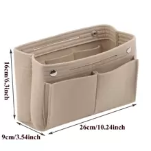 1pc Multifunctional Large Capacity Felt Travel Storage Bag & Diaper Bag For Travel Storage Bag,Makeup Bag,Cosmetic Bag,Vacation Organizer,Large Capacity Makeup Organizer Makeup Case, For Lipstick, Brush, Skincare, Mobile Phone, Coin, Small Items, For Home,Gift,Vacation And Festival Halloween Christmas Multifunctional Use,Boho Vibes - Beige - View 2