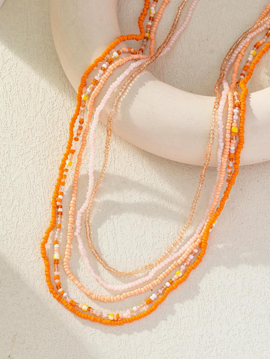 5pcs/set Boho Color Block Beaded Waist Chain For Women For Daily Decoration - Multicolor - View 1