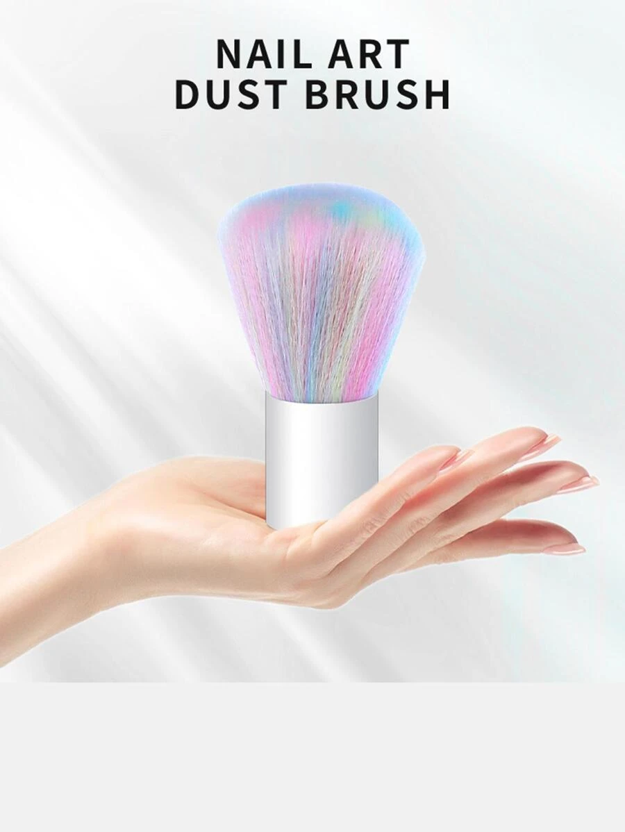 彩虹指甲灰塵清潔刷柔軟美甲粉末狀除塵畫筆美甲工具 - 彩色 - 查看 1