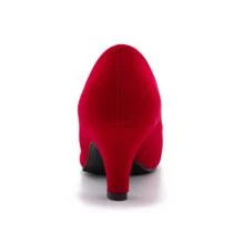 Women's Classic Round Toe Pump Kitten Low Heel Shoes - Red - View 5
