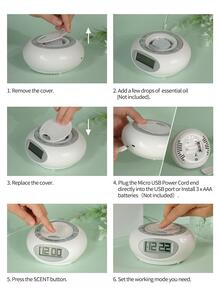 ellestfun 無水多功能扇香薰機帶定時器鬧鐘功能