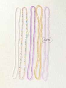 5pcs/set Boho Color Block Beaded Waist Chain For Women For Daily Decoration