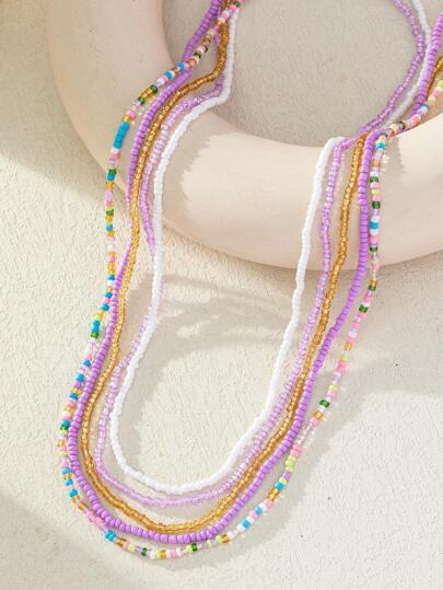 5入組/套波西m亞撞色串珠腰鏈適合女士日常裝飾