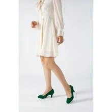 Women's Classic Round Toe Pump Kitten Low Heel Shoes - màu xanh lá - Xem 4