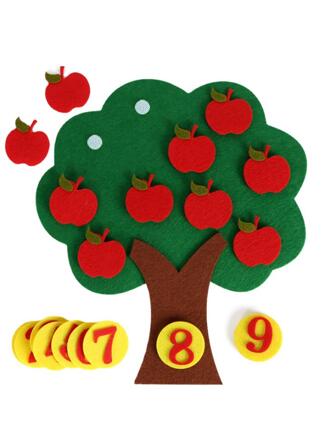 1套聚酯蘋果樹設計玩具，創意數學認知教育玩具，適用於兒童、學生、文具、學校用品