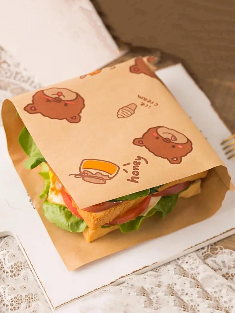 50片防油三明治包裝紙 - 彩色 - 查看 1