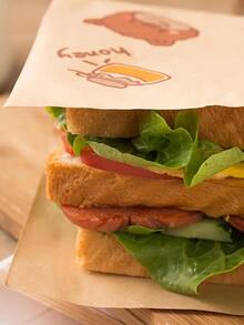 50片防油三明治包裝紙 - 彩色 - 查看 6