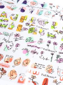 FULL BEAUTY Giấy bạc in hình mặt trừu tượng, 1 hộp miếng dán trang trí móng tay, phụ kiện làm móng - Nhiều màu - Xem 7