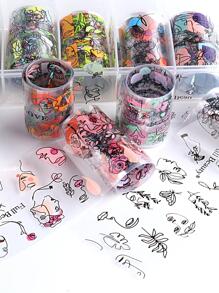 FULL BEAUTY Giấy bạc in hình mặt trừu tượng, 1 hộp miếng dán trang trí móng tay, phụ kiện làm móng - Nhiều màu - Xem 5