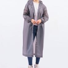 1pc Drawstring Detail Raincoat - Grey - View 4