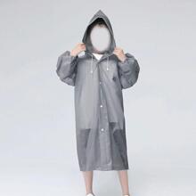 1pc Drawstring Detail Raincoat - Grey - View 3
