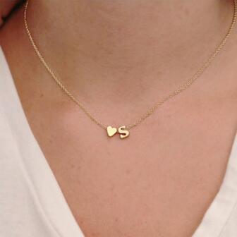 Heart & Letter Charm Necklace Valentines