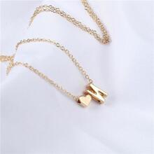 心形和字母吊饰项链情人节 - 金色 - 查看 5