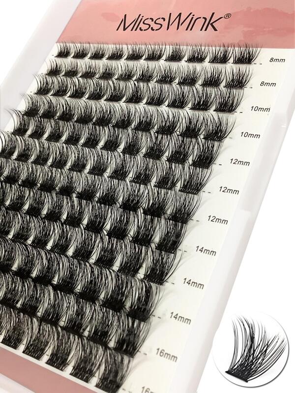 Miss Wink Voluminous C/D Curl Cluster Fake Eyelashes 120pcs DIY Individual Mink Lashes Soft Natural Look 0.07mm 8-16mm Mixed Hand-Made Lash Extension For Everyday Look