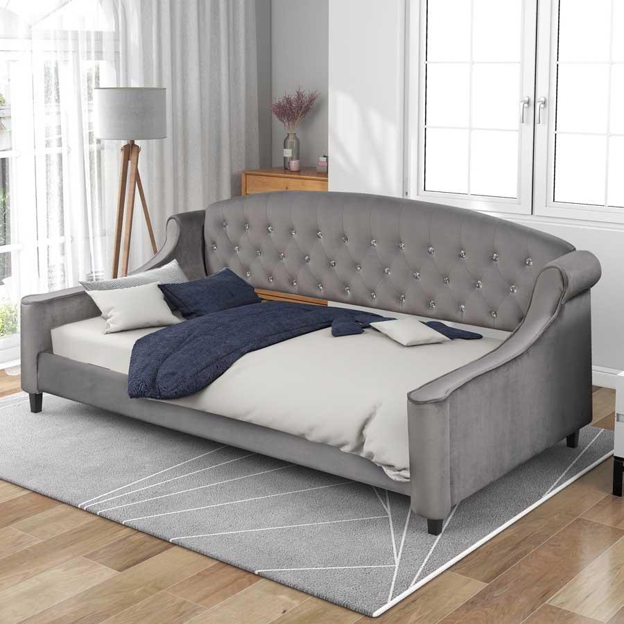 MERAX Modern Luxury Tufted Button Daybed, Twin, Gray - 灰色 - 查看 1