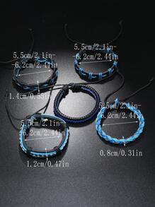 5 cái/bộ Đúng mốt Khối màu Thiết kế bện Vòng tay Cho nam giới Để Trang Trí Hàng Ngày - Màu xanh lam - Xem 4