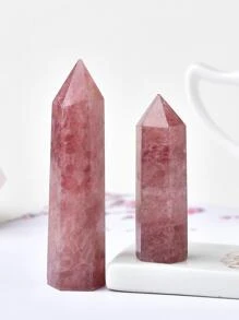 1入組天然水晶石英草莓水晶點治療石水晶柱瑜伽冥想六角形方尖碑裝飾品家居裝飾 - 草莓晶 - 查看 6