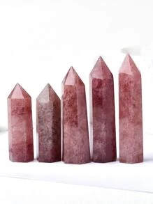1入組天然水晶石英草莓水晶點治療石水晶柱瑜伽冥想六角形方尖碑裝飾品家居裝飾 - 草莓晶 - 查看 3