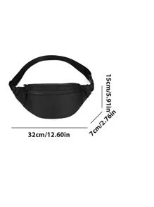 Water-Proof Nylon Material Front Zipper Bag Men's Simple Casual Solid Color Versatile Crossbody Waist Bag For Books Winter Shoulder Bag Rider Bag Black Bag Large Capacity Multi-Functional Outdoor Vacation Travel Chest Bag Belt Bag For Men Pouch Phone Bag - Black - View 6