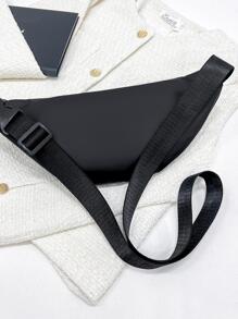 Water-Proof Nylon Material Front Zipper Bag Men's Simple Casual Solid Color Versatile Crossbody Waist Bag For Books Winter Shoulder Bag Rider Bag Black Bag Large Capacity Multi-Functional Outdoor Vacation Travel Chest Bag Belt Bag For Men Pouch Phone Bag - Black - View 2