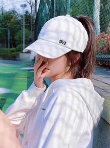 女士馬尾棒球帽帶防曬和網紗通風適合夏天運動 - 白色 - 查看 4