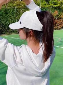 女士馬尾棒球帽帶防曬和網紗通風適合夏天運動 - 白色 - 查看 3