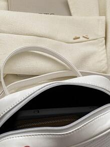 Cô gái bướm trang trí khâu chi tiết PU Zipper Túi vuông thời trang - trắng - Xem 6