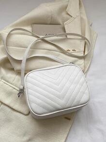 Cô gái bướm trang trí khâu chi tiết PU Zipper Túi vuông thời trang - trắng - Xem 5