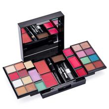 彩妝成套工具適合女士充分成套工具,臉部化妝產品&工具套裝,1套眼影盤&唇彩&腮紅&化妝刷一體化妝品成套工具 - 黑色 - 查看 3