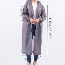 1pc Drawstring Detail Raincoat - Grey - View 5