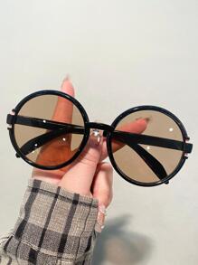 1 Pair Women Fashion Acrylic Round Glasses Halloween Basics Fall Winter Women Outfits Clothes Business Casual Gifts For Summer Beach Vacation,Outdoor,Travel