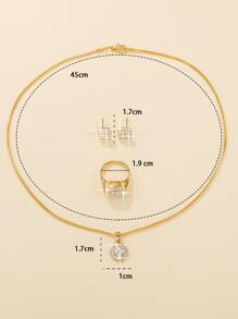 4pcs Rhinestone Decor Jewelry Set - Gold - View 4