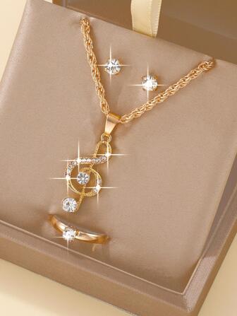 4 st Rhinestone Decor Smycken Set