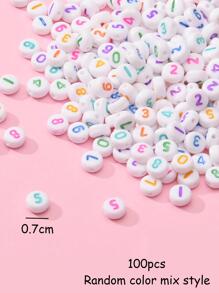 100 hạt phẳng acrylic màu đục với các chữ số Ả Rập được trộn ngẫu nhiên 0-9, Chất liệu làm vòng tay làm vòng tay tự làm, Phụ kiện trang sức DIY Vật liệu chế tạo - Nhiều màu - Xem 3