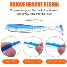 50 piezas/caja Anzuelos de pesca Accesorios para montar Texas Rig para agua dulce y salada, señuelos de pesca de plástico blando para lubina, con ranura para el gancho, kit de señuelos de pesca en colores probados con caja portátil gratis