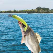 50 piezas/caja Anzuelos de pesca Accesorios para montar Texas Rig para agua dulce y salada, señuelos de pesca de plástico blando para lubina, con ranura para el gancho, kit de señuelos de pesca en colores probados con caja portátil gratis