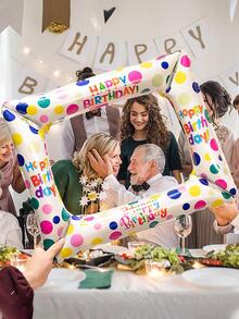 1 pieza DIY Marco para fotos globo para de fiesta de cumpleaños Decoración - Blanco - Ver 1